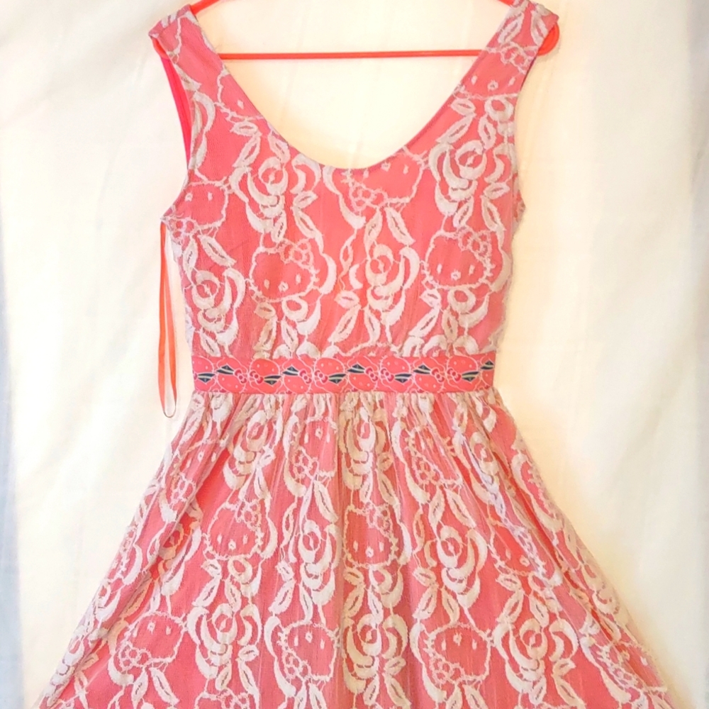 Hello Kitty sz 14 Kids, Pink-White Midi Dress, NWOT